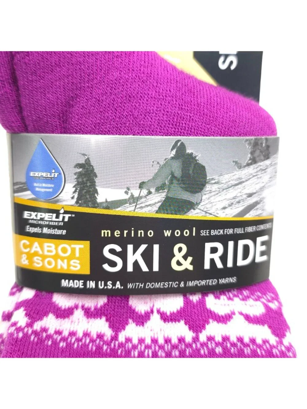 Cabot & Sons Womens Merino Wool Ski & Ride Socks Purple Winter Wear Shoe Sz 6-10